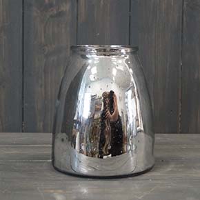 Large Silver Glass Tealight Holder detail page
